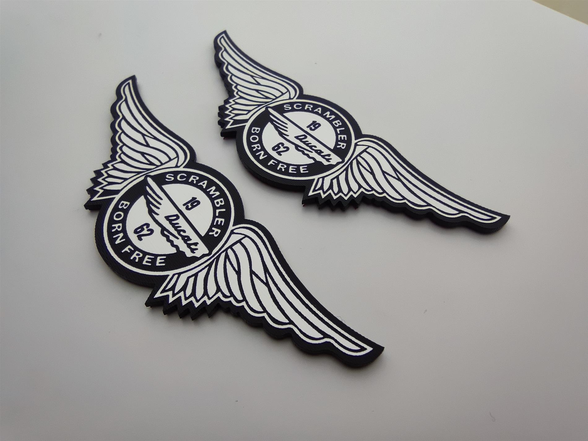 Ducati scrambler kanatlı motosiklet etiketi alüminyum Görünümlü Plastik etiket badge sticker - Resim 2