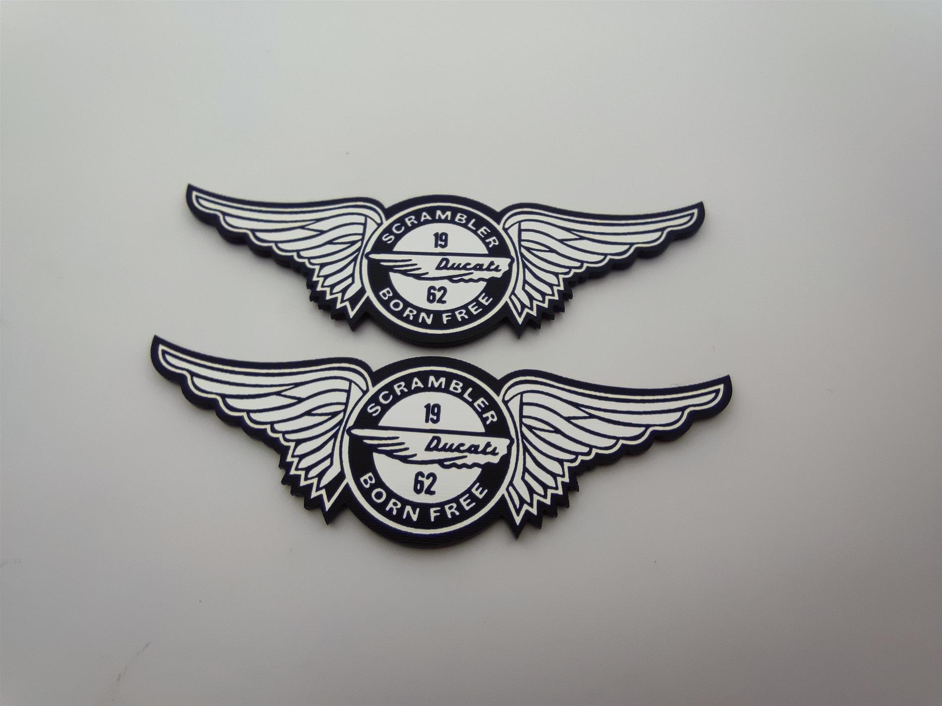 Ducati scrambler kanatlı motosiklet etiketi alüminyum Görünümlü Plastik etiket badge sticker - Resim 4