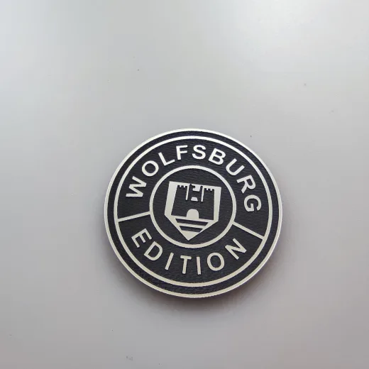 volkswagen wolfsburg edition yuvarlak plastik etiket