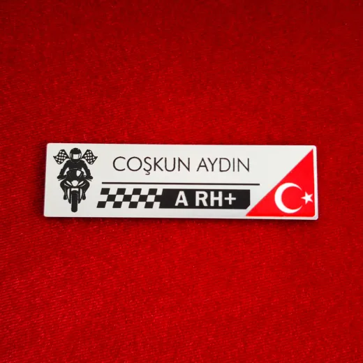 Motosikletçiler İçin Kişiye Özel Kan Grubu Etiketi | Esnek Plastik Motorcu Kimlik Etiketi
