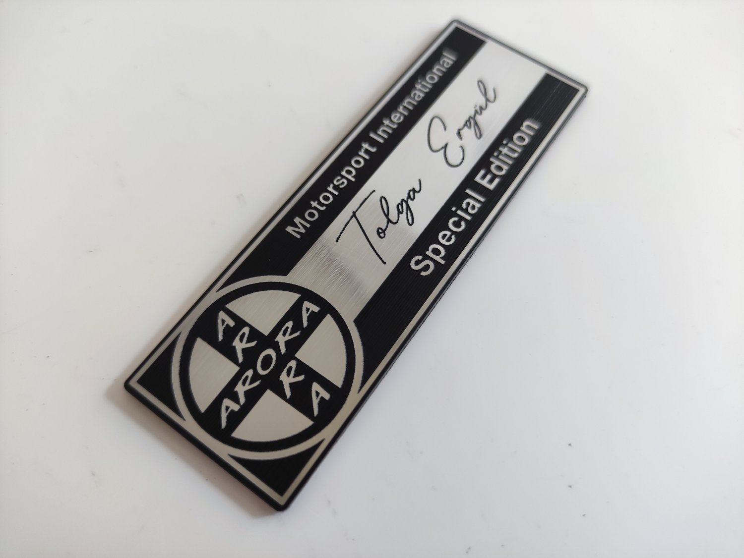 Kişiselleştirilebilir 9x3cm plastik etiket  gümüş siyah  - Resim 4