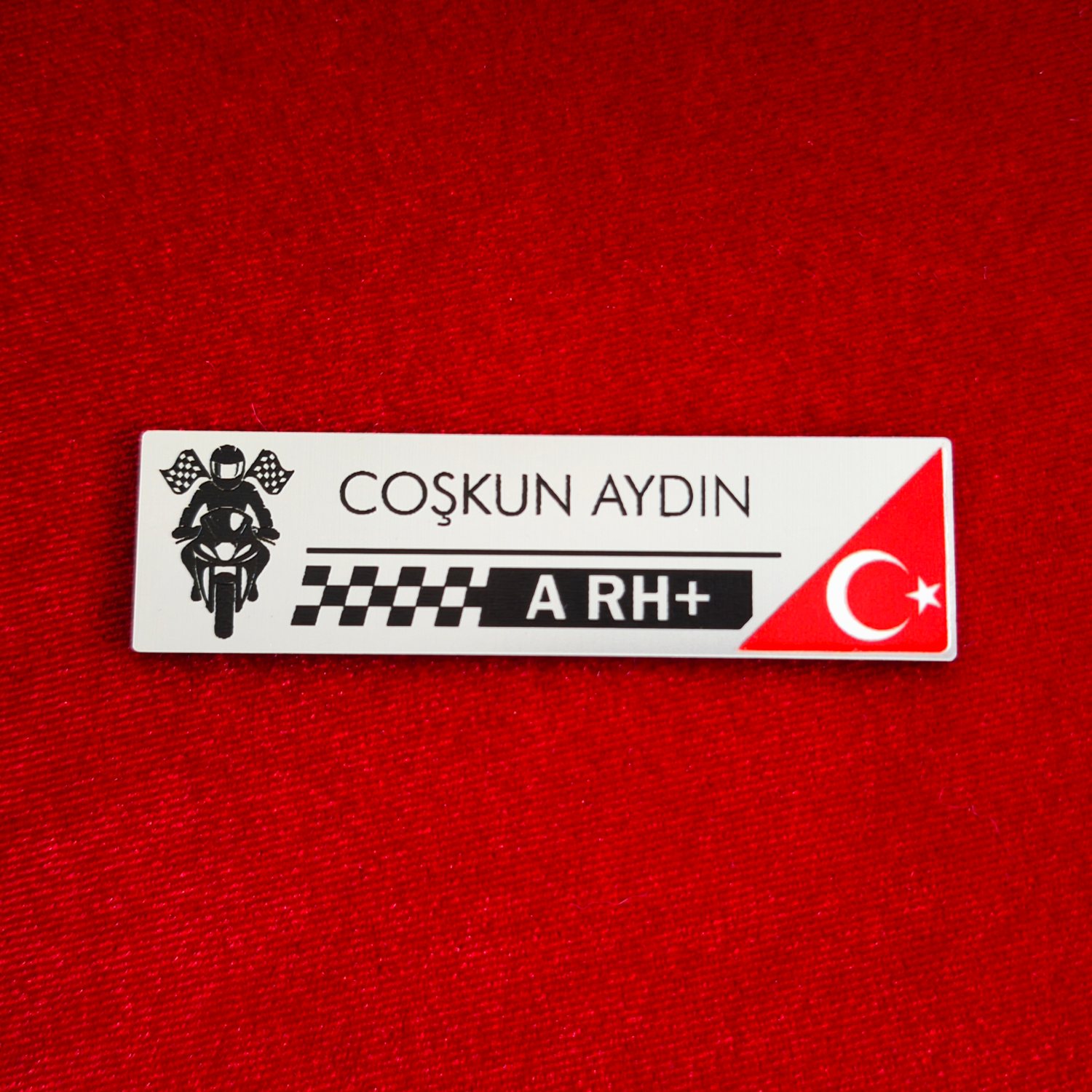 Motosikletçiler İçin Kişiye Özel Kan Grubu Etiketi | Esnek Plastik Motorcu Kimlik Etiketi - Görsel 1