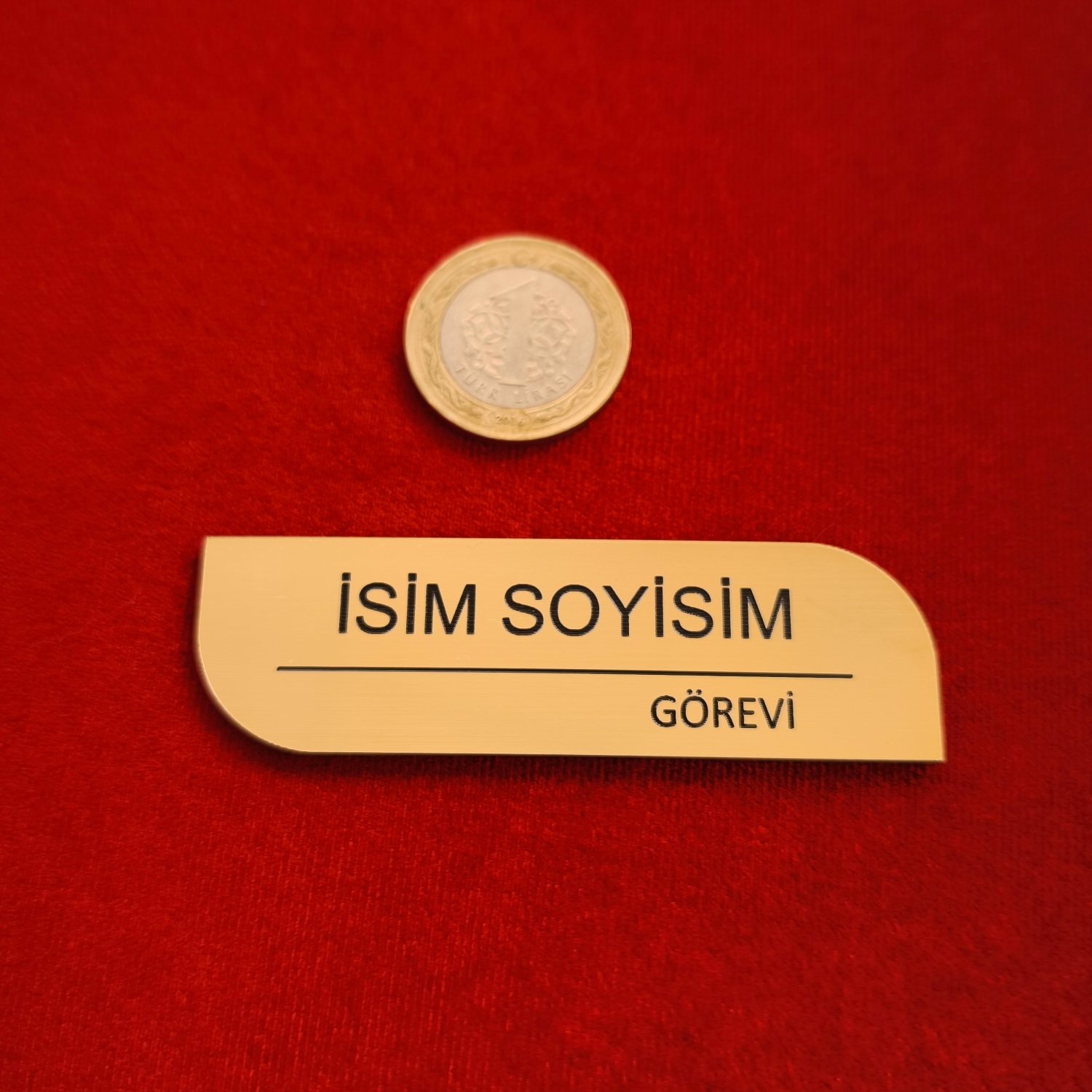 80x24mm Özelleştirilebilir Mıknatıslı Yaka Kartı Etiketi – Gold & Silver Renk Seçenekli - Görsel 5